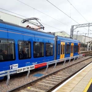 Image of Sheffield Tram Train at Rotheram station